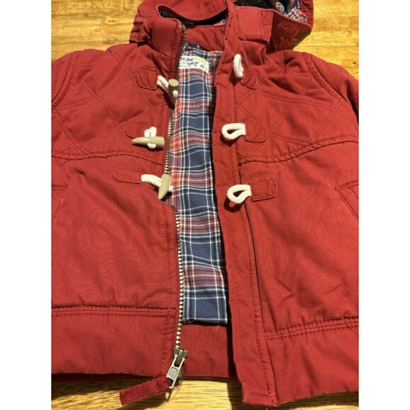 OSHKOSH B'GOSH Toggle Peacoat Red Boys Jacket Quilted Zip Up Removable Hoodie 4T - Picture 6 of 8